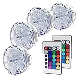 LED Waterproof Battery Powered Submersible Accent Night Mood Lights with IR Remotes For Party, Wedding, Garden, Swimming Pool, Vase, Fish Tank, Christmas, Festival Decoration Lighting