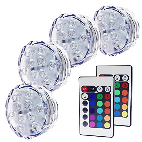 LED Waterproof Battery Powered Submersible Accent Night Mood Lights with IR Remotes For Party, Wedding, Garden, Swimming Pool, Vase, Fish Tank, Christmas, Festival Decoration Lighting