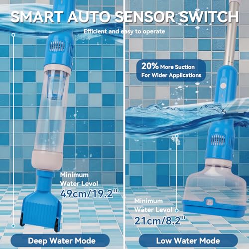 Aspirador de Piscina Batería Inalámbrico, 3 en 1 Limpiafondos Piscina Manual Carga Rápida de 1 Hora 35 L/min Succión Potente y Filtro de 50 μm para SPA Jacuzzi Piscinas Desmontables y Escaleras