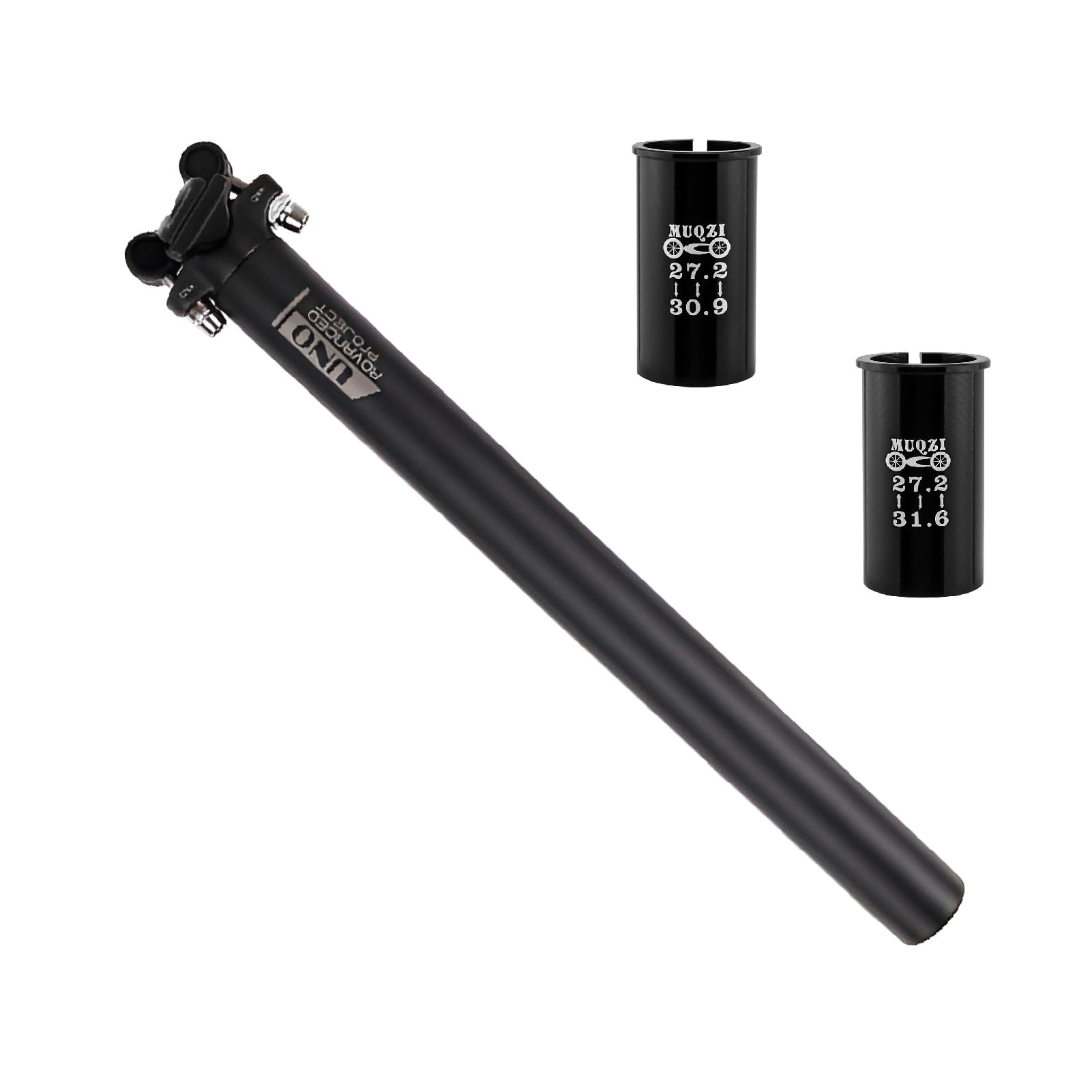 BESNIN Bike Seat Post 27.2 Seatpost with 30.9mm 31.6mm Bicycle Seat Post Adapter Shim, 350mm Aluminum Alloy Bike Seatpost Pole for MTB BMX Road Bikes