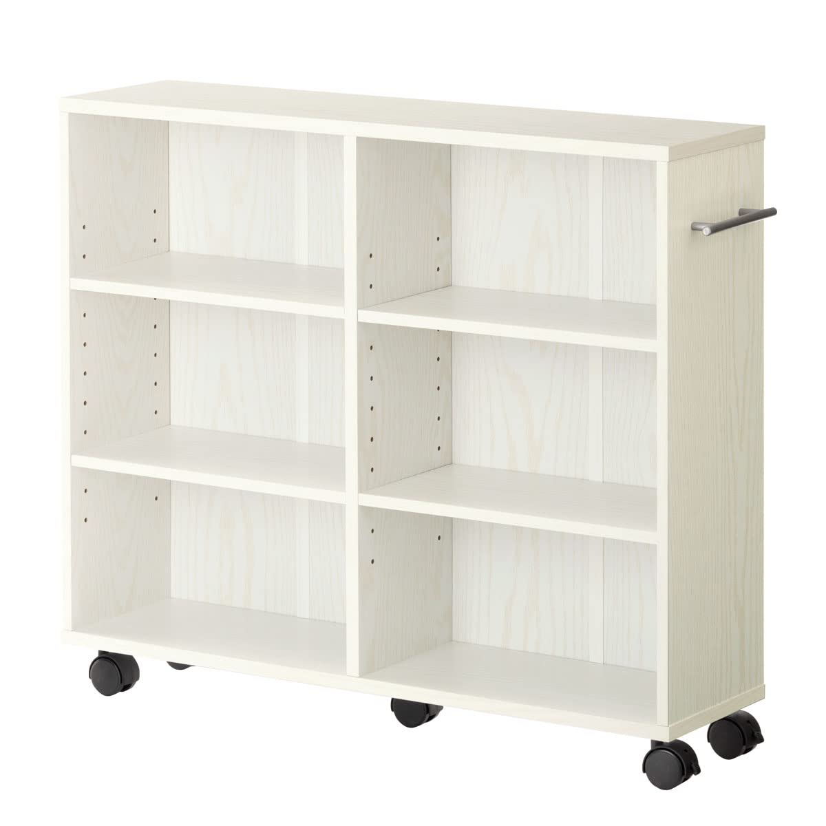 ぼん家具 本棚 キャスター付き 隙間収納 木製 取っ手付き 収納カート 押し入れ収納 ワゴン 棚 〔幅20cm〕 ホワイト商品画像