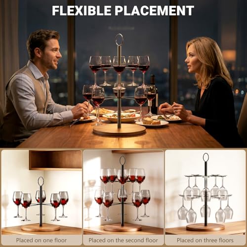 CLOPAE Torre de bebidas extraíbles, torre de champán, 2 estantes, 10 copas de Aperol Tower, soporte de árbol para fiestas, bodas, pubs, fiestas familiares