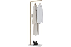 RRG Metal Coat Rack Freestanding, Modern Coat Hanger Stand with Heavy Base Coat Stand for Jackets, Suits, Dress Shirts, Dresses 59”(Gold)