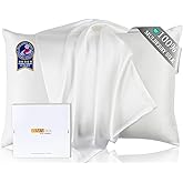 ZIMASILK Upgraded 100% Pure Natural Undyed Mulberry Silk Pillowcase for Hair and Skin Pillow Cases with Hidden Zipper, More Soft & Durable Grade 6A Silk, Gift Box 1Pc (Standard 20"x26", Ivory)