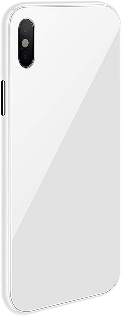 iPhone X/XS Max/XS/XR Magnetic Case with Metal Frame Glass Back Case for iPhone 10 Aluminum Alloy Tempered Glass with Built-in Magnet Flip Cover for iPhone X/10 5.8'' (White, iPhone XR)