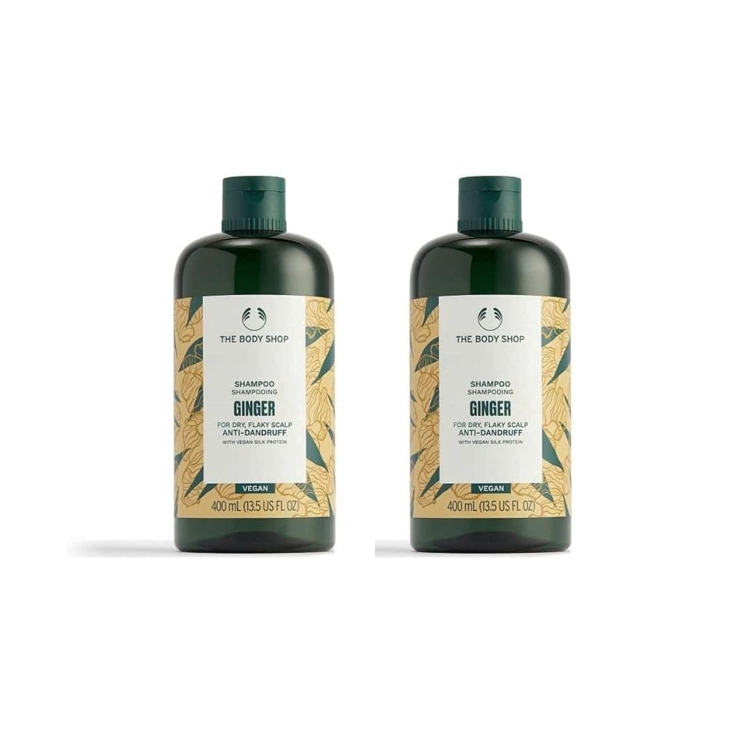 The Body Shop 2 X Ginger Shampoo 400ml each Vegan new formula itchy scalp anti dandruff