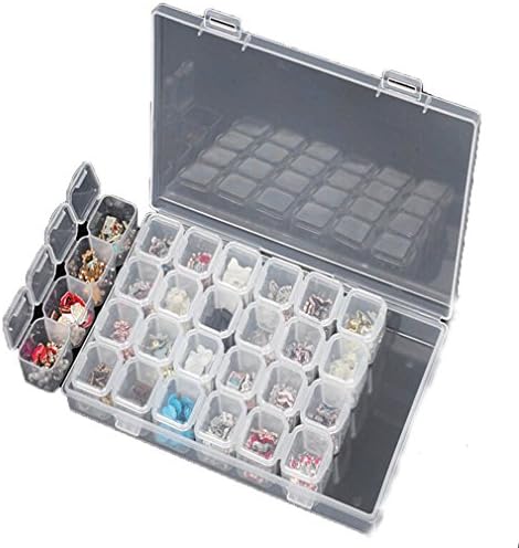 MysterLuna 28 Slots Diamond Embroidery Case Painting Accessories Jewelry Earring Ring Storage Box Clear