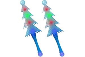 ArtCreativity Light Up Christmas Tree Wand for Kids, 2 Pack Magic Wand Christmas Tree Light Flashing LEDs, Batteries Included, Fun Christmas Tree Toy and Stocking Stuffer for Boys and Girls