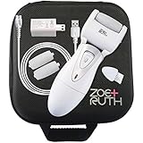 Electric Callus Remover USB Rechargeable Pedicure Foot File tool by Zoe+Ruth for Dry Cracked Dead Skin on your Heels and Feet. International Charger, 3 Rollers &amp; Travel Friendly Storage Case.