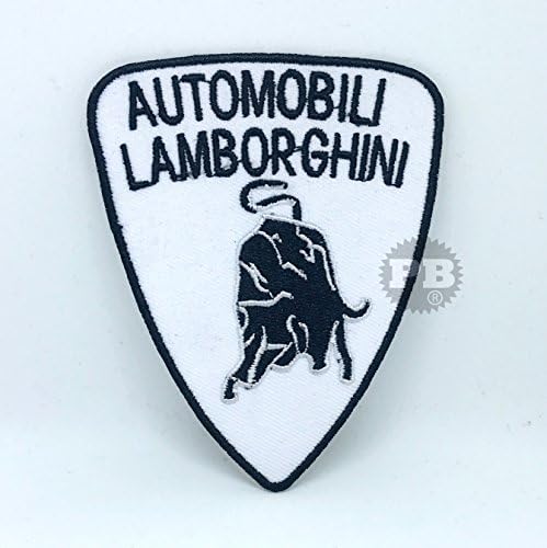 Lamborghini Automobile racing sportscar Iron on Sew on Embroidered Patch (White Automobili)