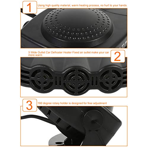 Keenso Portable Car Heater, Car Heater That Plugs into Cigarette Lighter Car Defroster Defogger 3 Wide Outlet