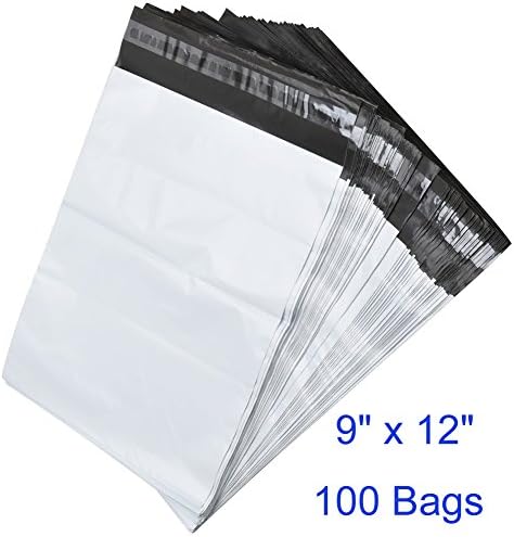 BESTEASY 9'' x 12'' White Poly Mailers Envelopes Bags Self Sealing Shipping Bags (100 Bags)