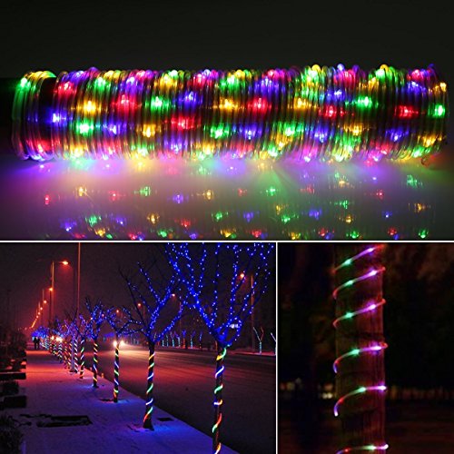 GreenClick LED Twinkle Rope Light Battery Operated 120 LEDs Color Changing Rope Lights with Romote Timer Waterproof 45Ft 8 Mode String Lights for Patio, Yard, Parties, Wedding