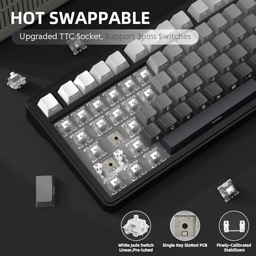 AJAZZ x ATTACK SHARK X85 Mechanical Keyboard, 75% Wireless Gaming Keyboard with Button, 5-Layer Padding, Side Printed PBT Keycap, BT5.1/2.4GHz/USB-C, Hot-Swap Linear Switch, RGB, for PC, Mac