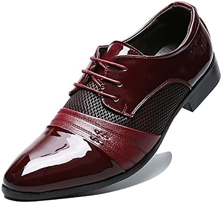 Kangwoo men's Breathable Mesh Upper Dress Shoes Classic Oxford Burgundy US 8.5
