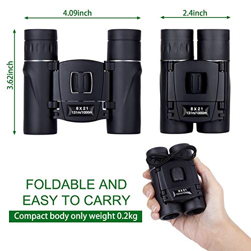 Binoculars Mini Pocket Binoculars Import Full Optical Glass Mini Lightweight Binoculars Foldable for Opera Concert, Travel, Hiking, Bird Watching, Observing Outdoor Scenery, Hunting, Climbing