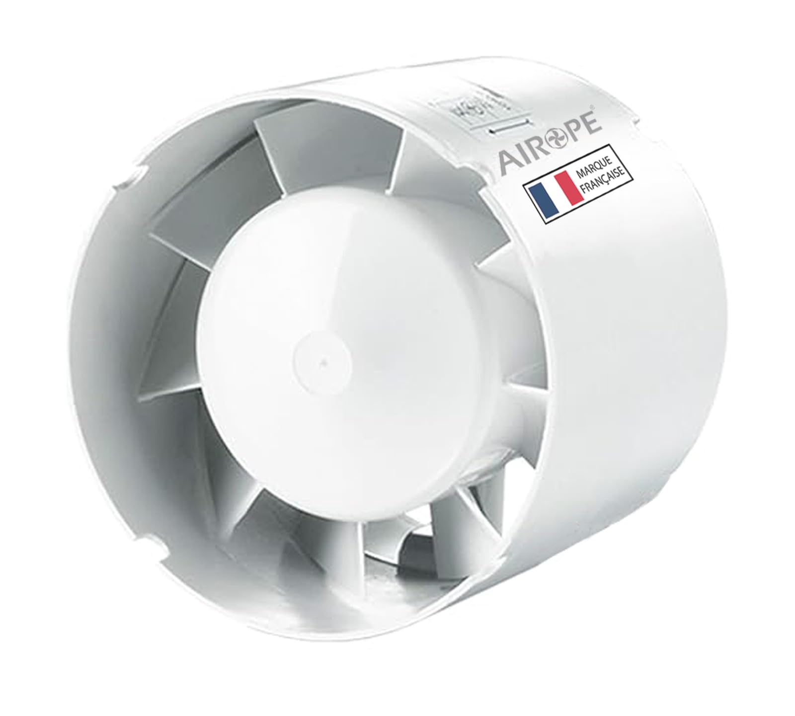 Airope - BA - 100 mm Silent Air Extractor, 107 m3/h, 14 W, In-line duct, Axial gain, Energy-saving, For Bath, WC, Toilet, Tent, Greenhouse, Kitchen, Office, Garage