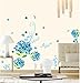 Amaonm Removable DIY Romantic Blue Hydrangea Flowers Flower Vines Butterfly Wall Decals Home Art Decor Stickers Murals Peel Stick for Tv Background Living Room Baby Kids Girls Bedroom