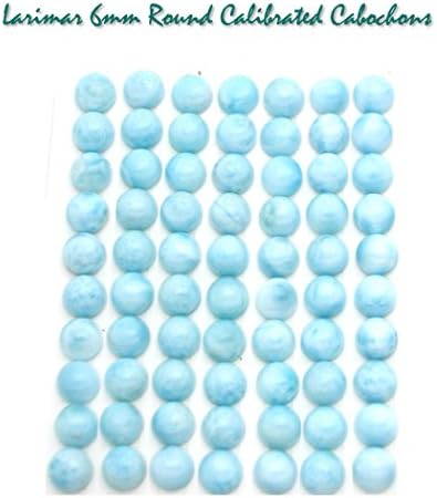 RARE Genuine Larimar 6mm Round Calibrated Cabochon for Jewelry Making, (pkg of 6 stones), UNDRILLED