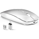 Wireless Mouse for Laptop, Bluetooth Mouse for MacBook Pro/Air/Mac/iPad/Chromebook/Computer -Rechargeale Dual Mode(USB 2.4Ghz