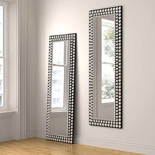 JACUKO Full Length Mirror Jeweled Floor Mirror Accented Crystal Metal