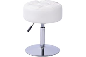 Durfii Adjustable 360° Swivel Vanity Stool with Faux Leather for Makeup Room, Bathroom, Living Room and Ottoman