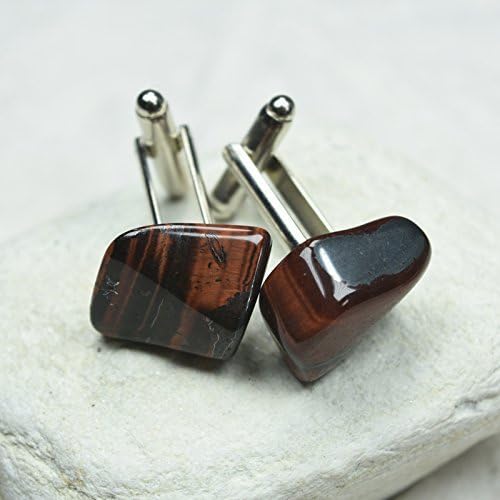 DejaVu DesignsCustom Red Tiger's Eye Stone Cufflinks - 1 Set
