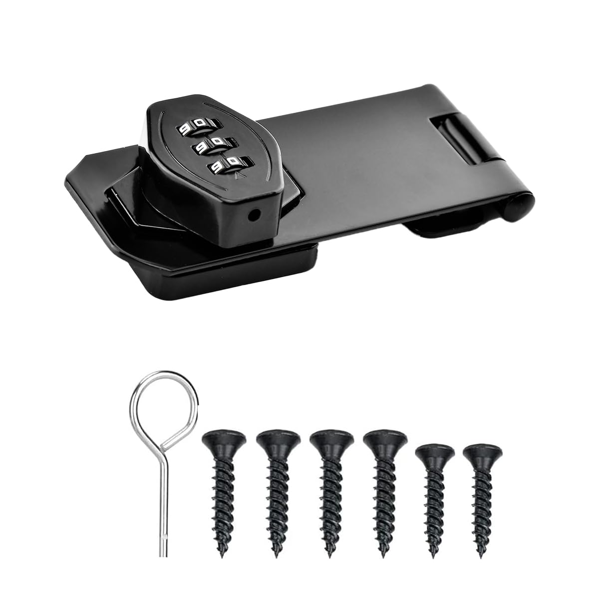 Garegce Cabinet Password Hasp Locks, Cabinet Locks Hasp Latch 3-Digit Keyless Password Combination Lock 4 Inch Mechanical Password for Cabinet Door Latch, Bathroom, Garden - (Black-1PC)