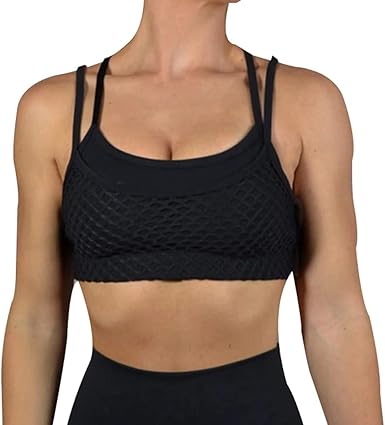A. M. Sport Top Negro Deportivo Mujer. Sujetador Top Deporte. (Negro Rejilla) - S: Amazon.es: Ropa y accesorios