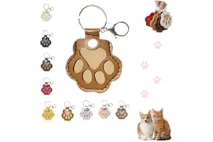 DTREELS Dog Fur Storage Keychain, Cute Leather Paw Keychain Pet Hair Keepsake Keyring, Unique Memorial Collection Key chain, Pet Memorial Gifts for Bag Purse Paw Charm Key Holder