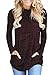 Womens Long Sleeve Cowl Neck Casual Loose Tunic Pullover Sweatshirt Lightweight Blouse Tops with Pockets Wine Red M 8 10