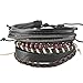 MJartoria Unisex PU Leather Hemp Cords Braided Beaded Multi Strands Adjustable Wrap Bracelets Set