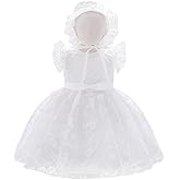 Dressy Daisy Creamy White Christening Dresses Baptism Gown Outfit with Lace Bonnet for Baby Infant Girl Size 3 to 24 Months
