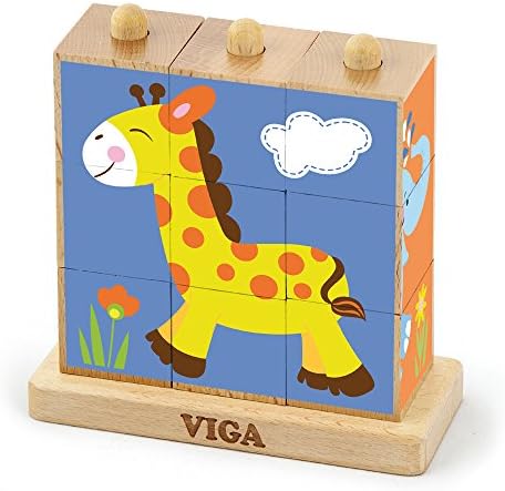Viga Original Educational Toy 9 Stacking Cube Puzzle Eco Friendly &amp; Safety for Ages 2 Years and Up