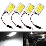 Everbright 4-Pack Super White COB 18-SMD LED Panel Dome Lamp Auto Car Interior Reading Plate Light Roof Ceiling Interior Wired Lamp with 4&times; BA9S Adapter, T10 Adapter, Festoon Adapter (DC-12V)