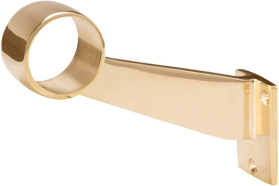 KegWorks Contemporary Bar Rail Bracket - Polished Brass - for 2" Outside Diameter Bar Foot Rail Tubing