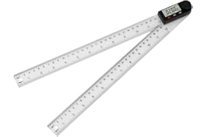 DRKICSY Digital Display Angle Ruler, Digital Angle Finder Tool 2 in 1 Angle Finder Ruler, Digital Angle Ruler Angle Measuring Tool Digital Protractor Ruler Multi-Angle Measuring Ruler (Metal_300MM)