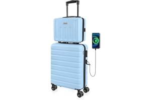 AnyZip Carry On Luggage 21" Hardside PC ABS Lightweight USB Suitcase with Wheels TSA Lock