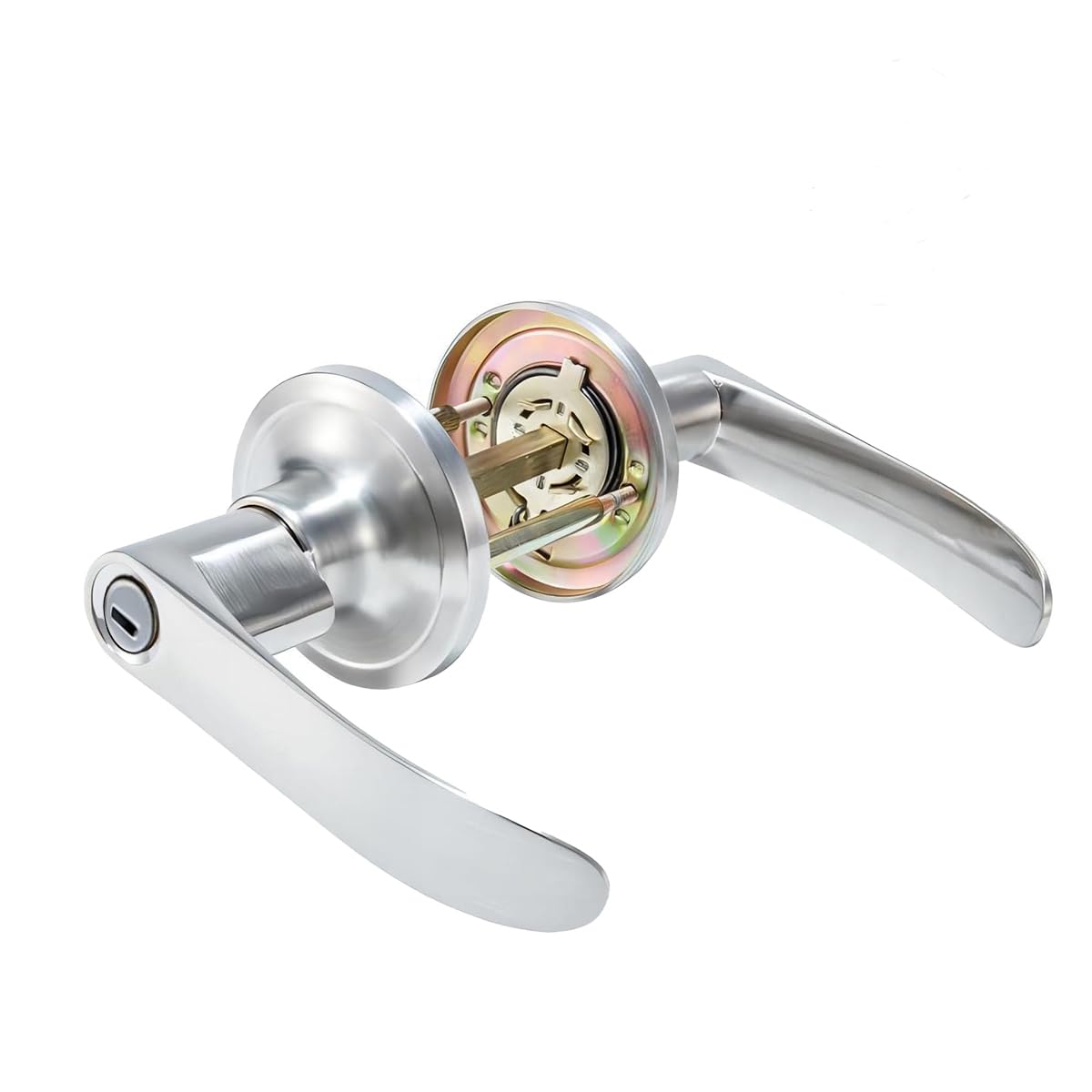 Qrity Bathroom Door Handle, Cylindrical Lever Lock, Interior Privacy No Key Lock, Reversible for Right & Left Side, Contemporary, Bathroom Door Knob Lock Without Key