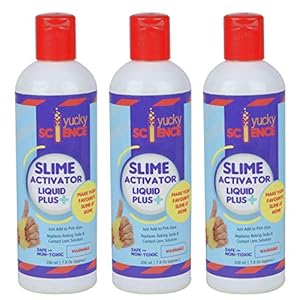 Yucky Science Slime Activator Liquid Plus ( Pack of 3 Bottles , 200 ml Each) , Clear
