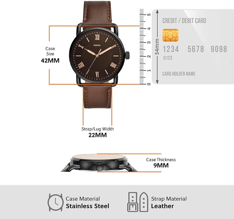 Copeland Herrenuhr, Quarz-Dreizeigerwerk mit Lederarmband