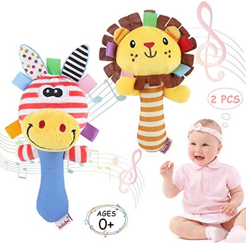 Wolintek Hochets Pour Bebe 2pcs Bebe Jouet Hochet Peluche Multicolore Deveil Educatif Convient Poussette Berceau Animales Jouets Jouets Musicaux Pour Nouveaunes De 2 A 12 Mois