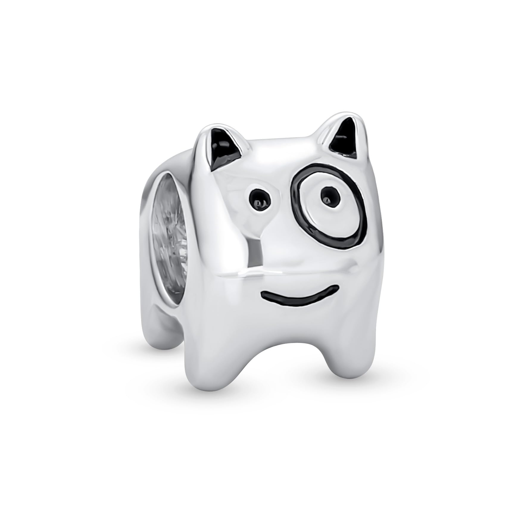 Bling Jewelry Fat Puppy Pet Animal Lover Spot Dog Charm Bead For Women Teen Oxidized .925 Sterling Silver Fits European Bracelet