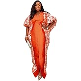 HD Women's Sequin African Bubu Dress Front Slit Stylish Plus Size Gown