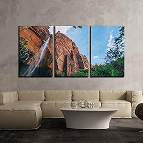 3 Piece Canvas Wall Art - Grand Mountain Viewed from The Mountain Foot - Modern Home Art Stretched and Framed Ready to Hang - 16"x24"x3 Panels