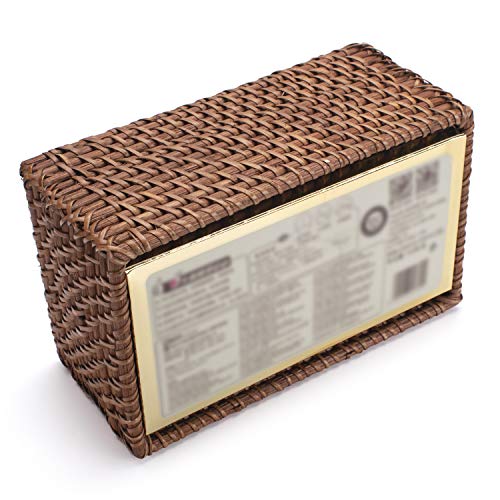 DECRAFTS Rattan Tissue Box Cover Natural Woven Facial Napkin Holder Rectangular (Honey Brown,9.4x5.5x4.3 Inch) - Thumbnail 3