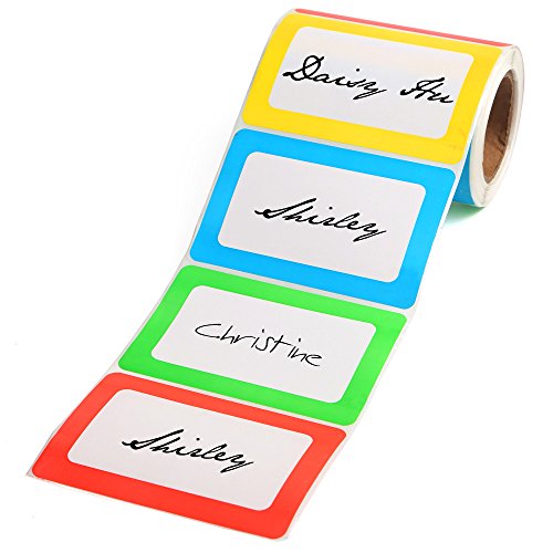 FANGTEK Colorful Plain Name Tag Labels 3 1/2 X 2 1/4, 350 Stickers.