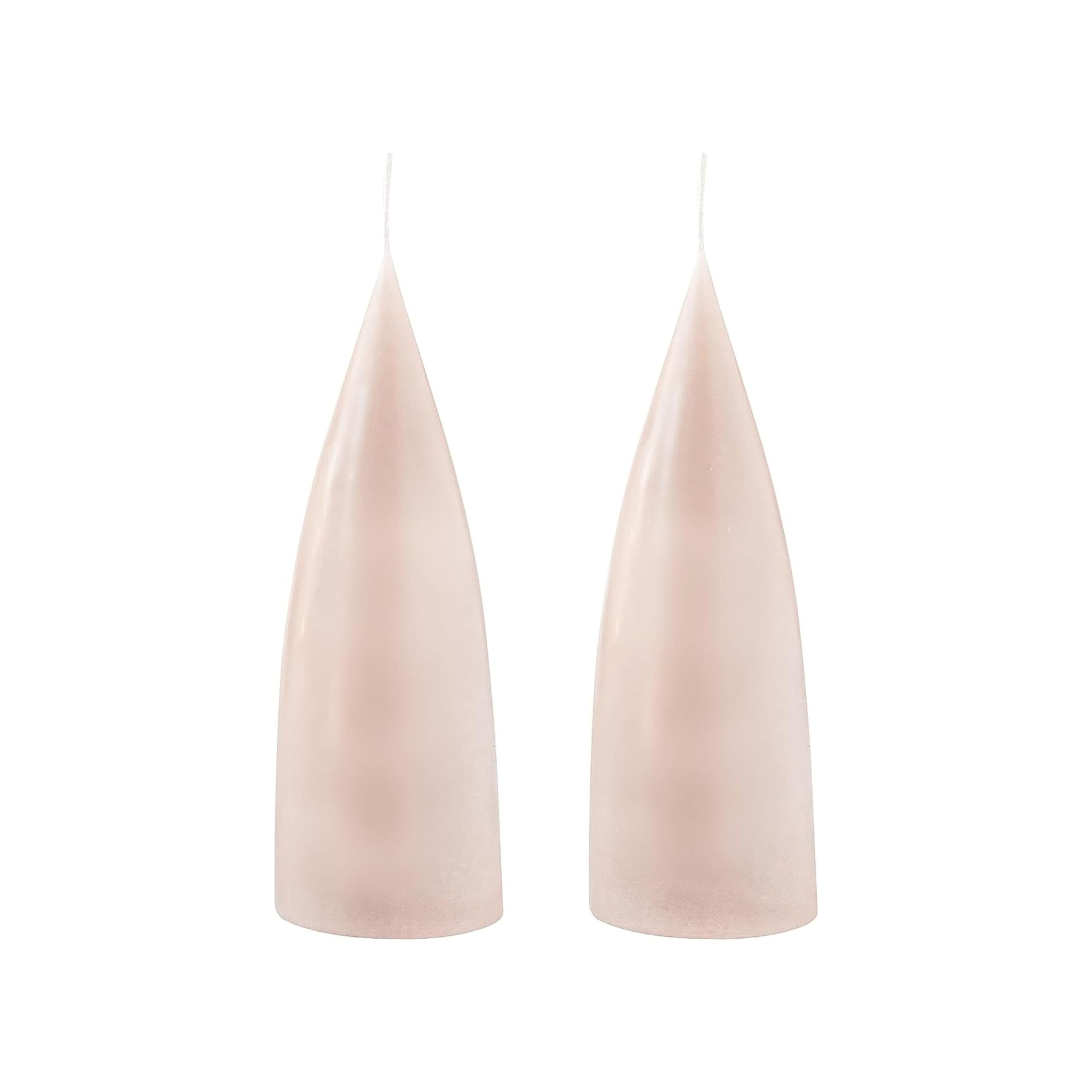Kunstindustrien® Cone Shaped Candles, Made in Denmark, 43 colours available, Dripless & Smokeless Pillar Candles, Solid candles long burning 15 hours, Unscented Candle gift set, 2pcs 6.5 x 16cm (Nude) — image 1