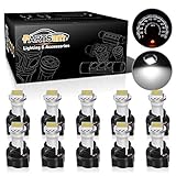 Partsam 10x White PC74 Twist Socket T5 Wedge 37 70 1-SMD 5050 LED Dashboard Instrument Cluster Light