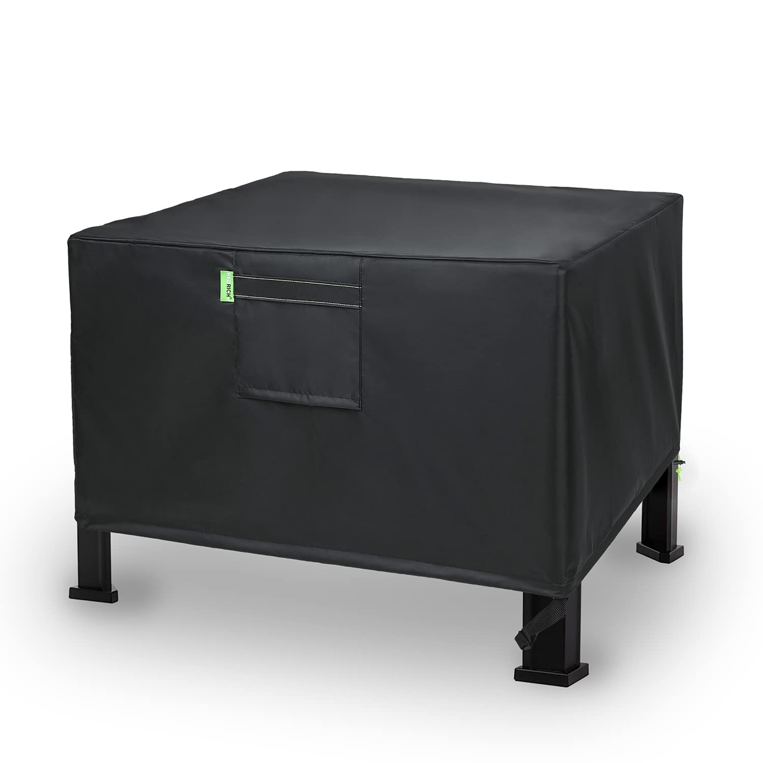REDRICH Fire Pit Cover Square – Heavy Duty Outdoor Firepit Cover, Full Coverage Patio Outdoor Fireplace Cover, Dustproof Anti UV and Waterproof, 28’’L x 28’’W x 16’’H Black